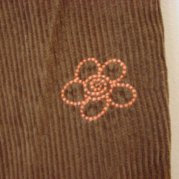 Urban Outfitters Brown Corduroy Beach Pant Floral Embroidered Ankle Crop Small - Picture 15 of 15